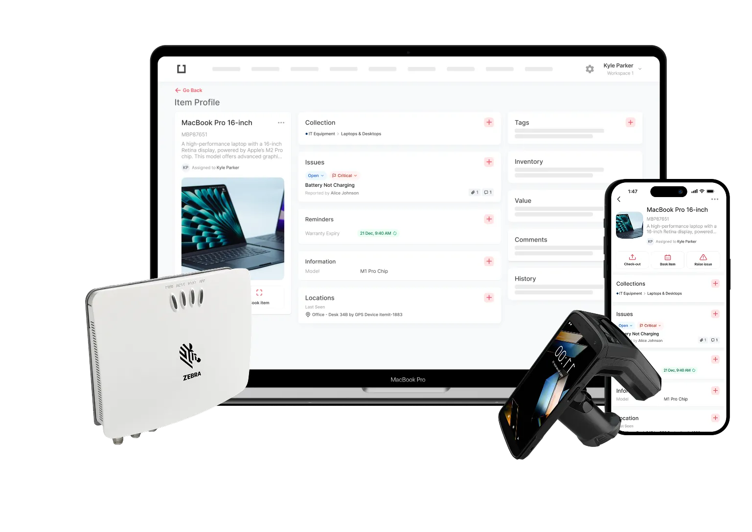 Asset tracking software multidevice montage