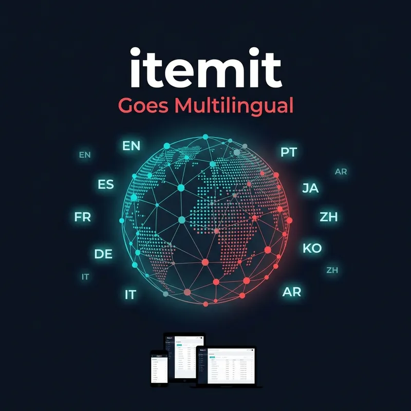 itemit multilingual asset tracking across Web, iOS, and Android showing supported languages