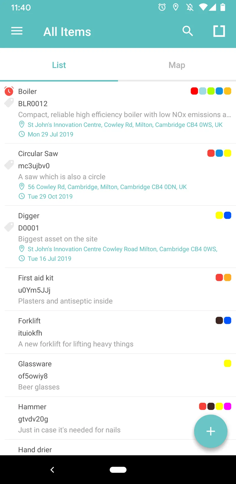 collections for equipment tracking