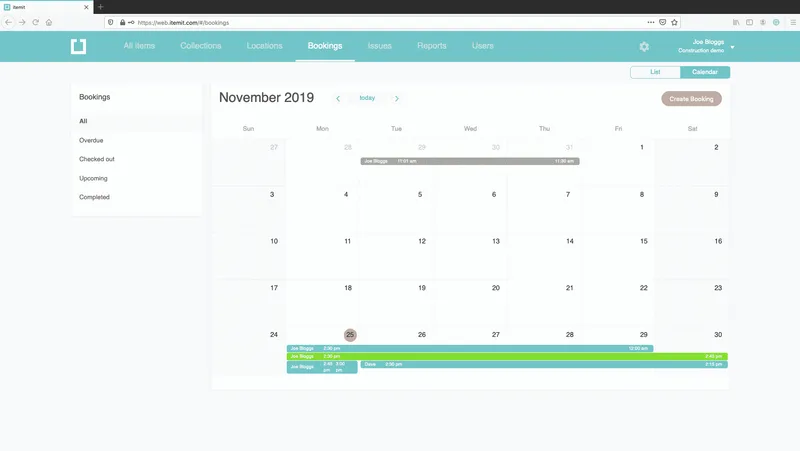 equipment booking system tab