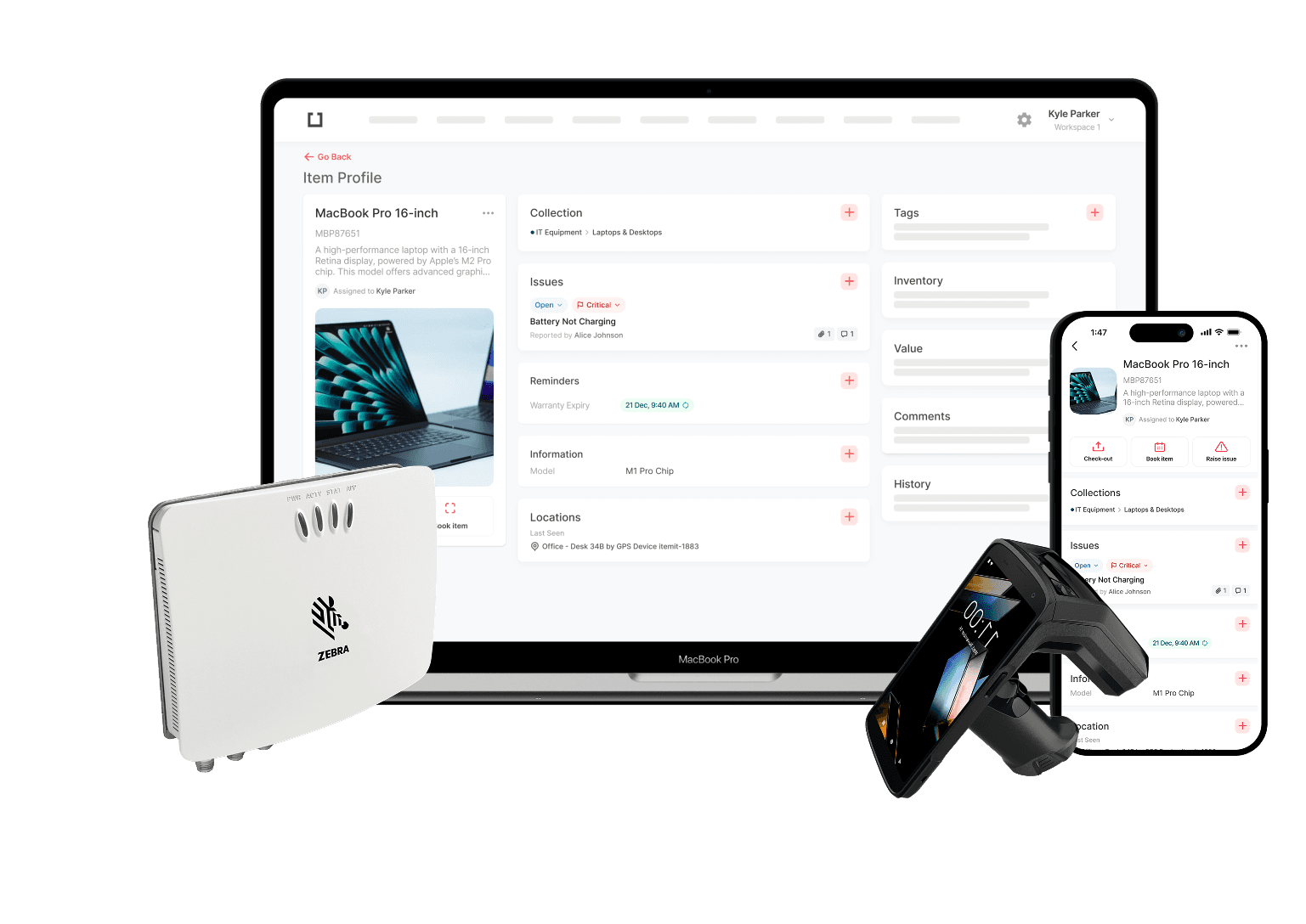 Asset tracking software multidevice montage
