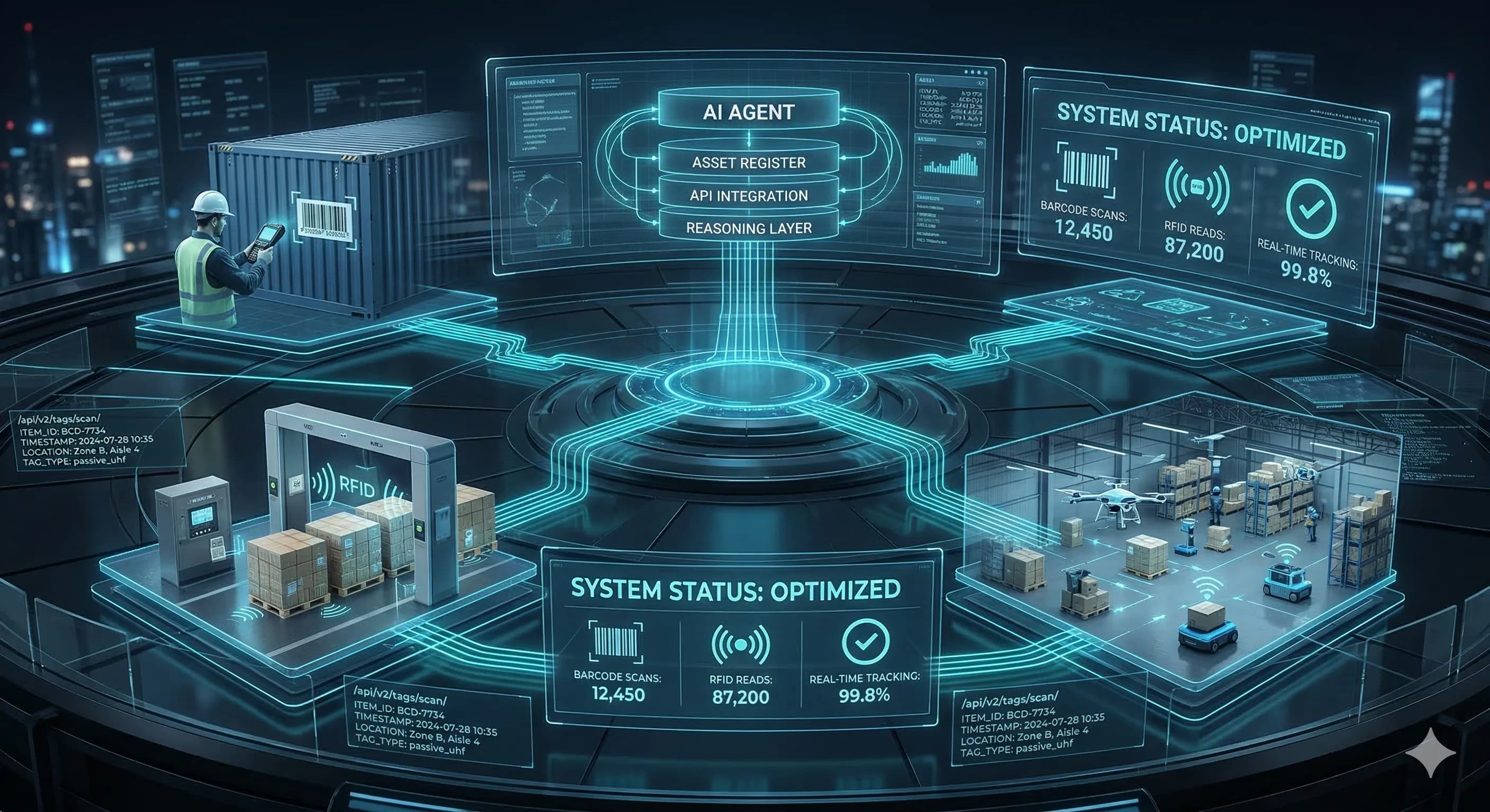 OpenClaw agent connected to itemit API through Model Context Protocol with data flowing between asset register and AI reasoning layer
