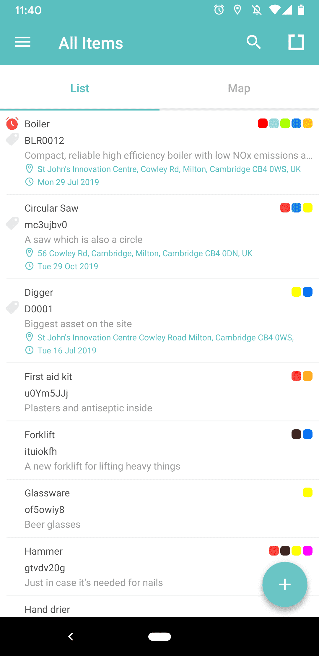 collections for equipment tracking