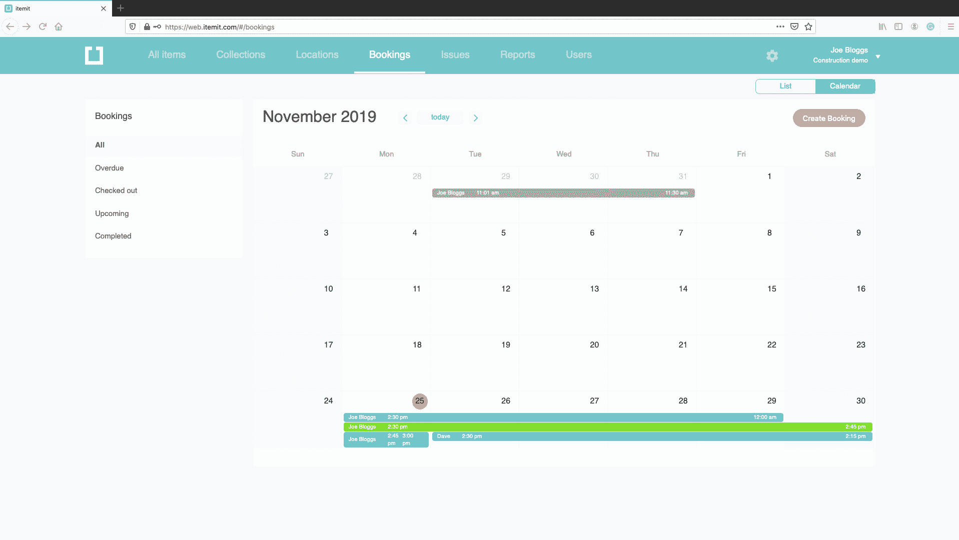 equipment booking system