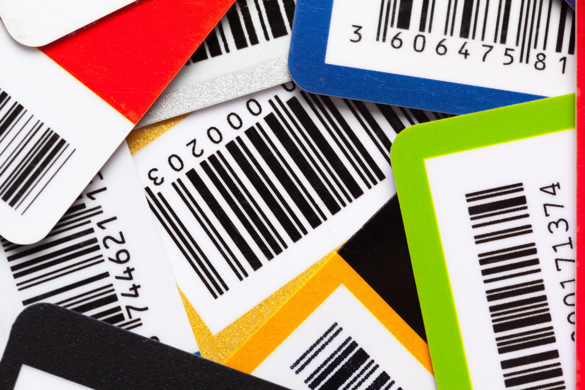 Barcode asset tracking labels on office supplies