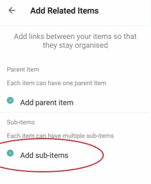 add sub items
