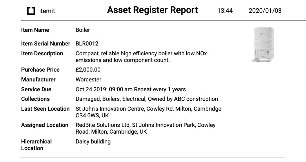 Fixed Asset Register Report