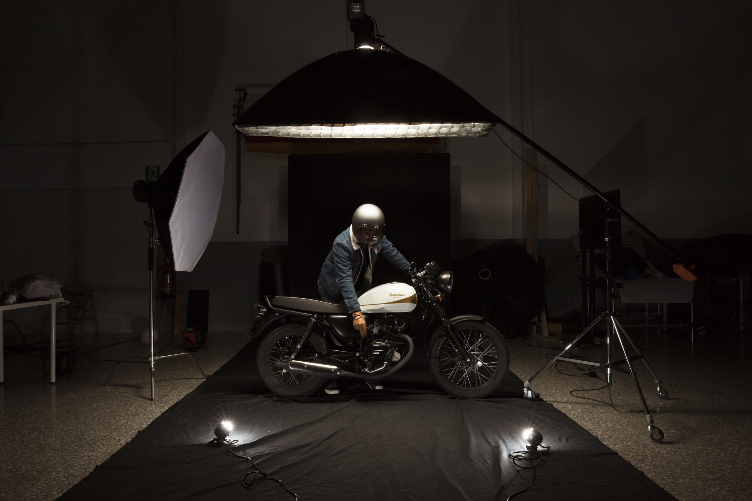 Filming man racer style and motorbike